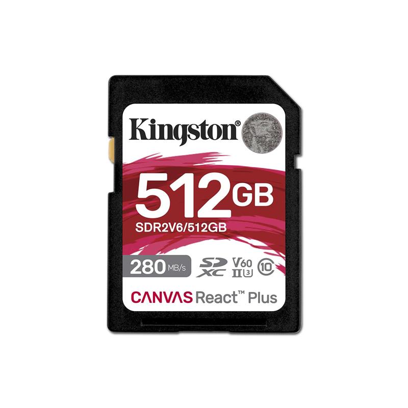 Kingston Canvas React Plus 512GB SDXC UHS-II U3 V60 C10 - SD Card