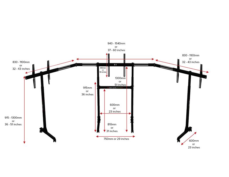 NEXT LEVEL RACING Free Standing Triple Monitor Stand (NLR-A010)