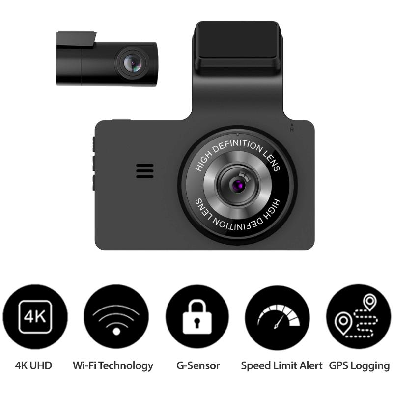 GekoGear Orbit 956 Dash Cam | 2-Channel Dashcam (4k Ultra HD Front Vie