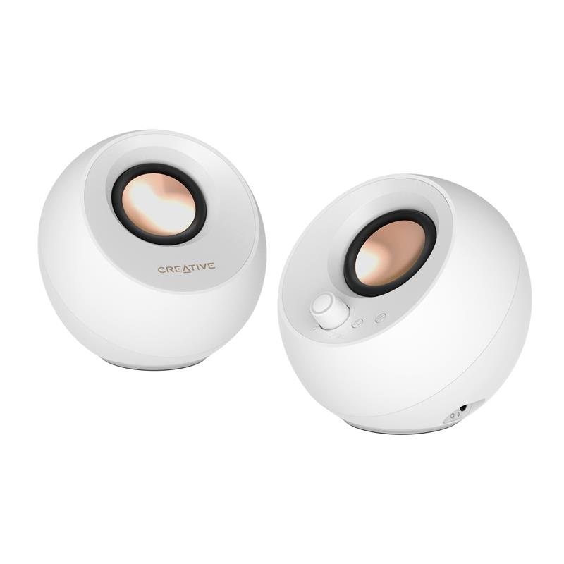 CREATIVE Pebble Pro 2.0 RGB Speakers with Bluetooth® 5.3, White