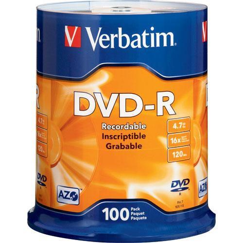 Verbatim AZO DVD-R, 4.7GB 16X with Branded Surface - 100pk Spindle