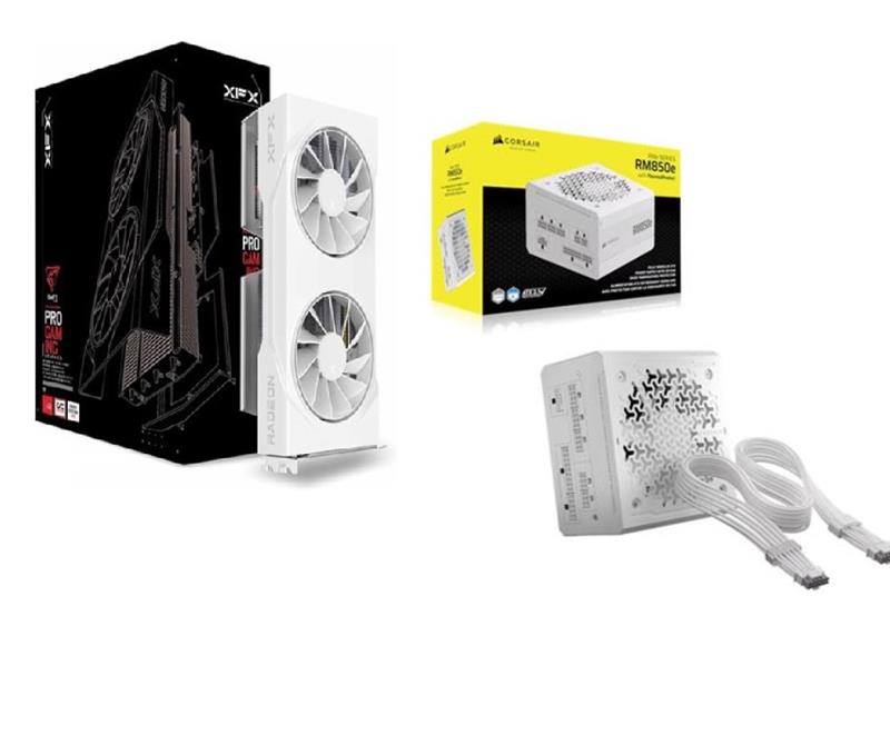 XFX Swift AMD Radeon RX 9060 XT OC GPU + CORSAIR RM850e, White