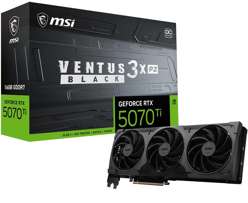 MSI GeForce RTX 5070 Ti 16G VENTUS 3X PZ OC BLACK,