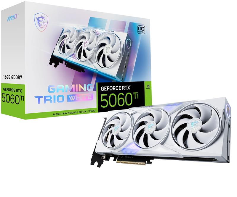 MSI GeForce RTX 5060 Ti 16G GAMING TRIO OC WHITE, GDDR7 16GB graphics card