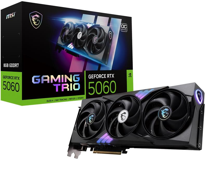 MSI GeForce RTX 5060 8G GAMING TRIO OC, GDDR7 8GB, PCI-E 5.0, 128 bit