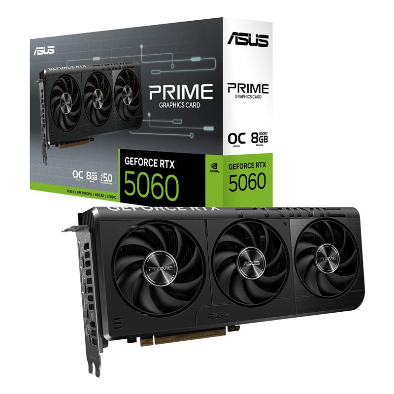 ASUS PRIME GeForce RTX 5060 8GB GDDR7 OC Edition   PRIME-RTX5060-O8G  Graphics Card, Black
