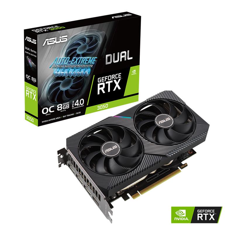 ASUS Dual GeForce RTX 3050 OC Edition 8GB GDDR6 PCIE4.0 HDMI2.1 DP1.4 DUAL-RTX3050-O8G