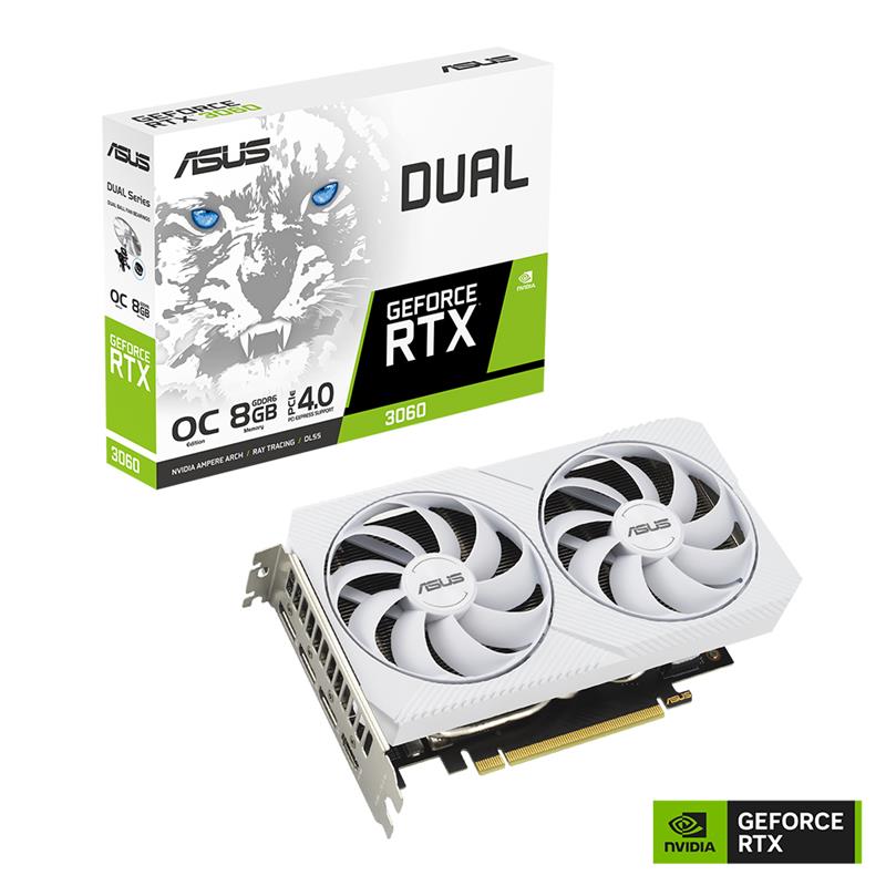 ASUS DUAL GeForce RTX 3060 White OC Edition 8GB GDDR6 Graphics Card