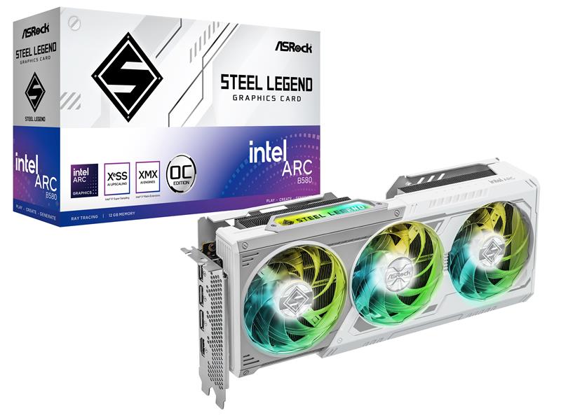 ASROCK Intel Arc B580 Steel Legend 12GB GDDR6 OC Battlemage GPU