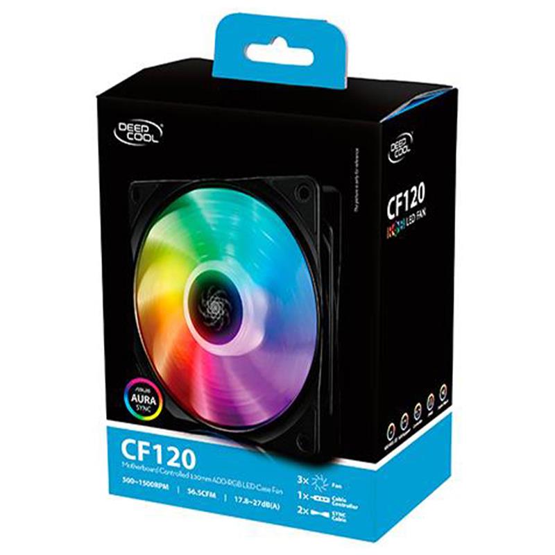 DeepCool CF 120 3-in-1 Series MB Controlled 120mm Add-RGB LED Case Fan