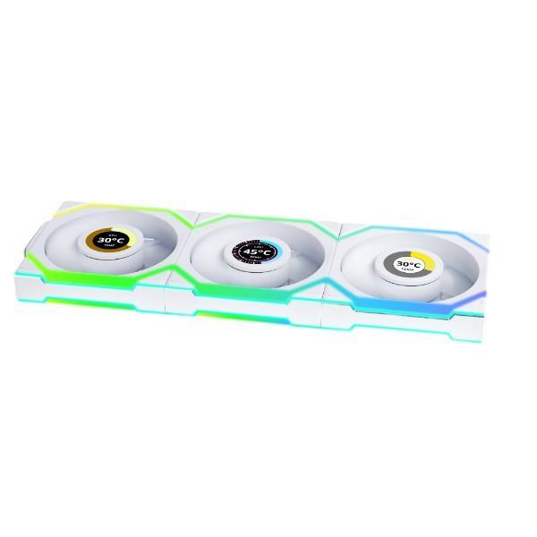 LIAN LI UNI FAN SL WIRELESS RGB LCD White 3x 12cm Fan Pack with Controller