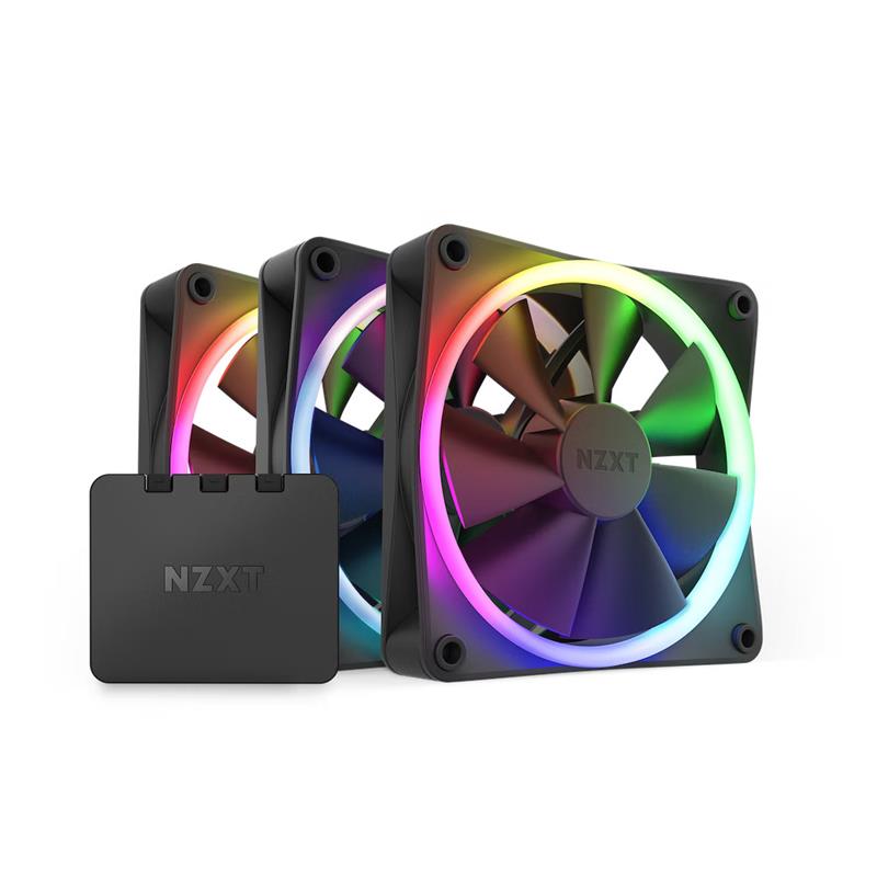 NZXT F120 RGB - 120mm RGB Fans - Triple (Black) + RGB Lighting Controller