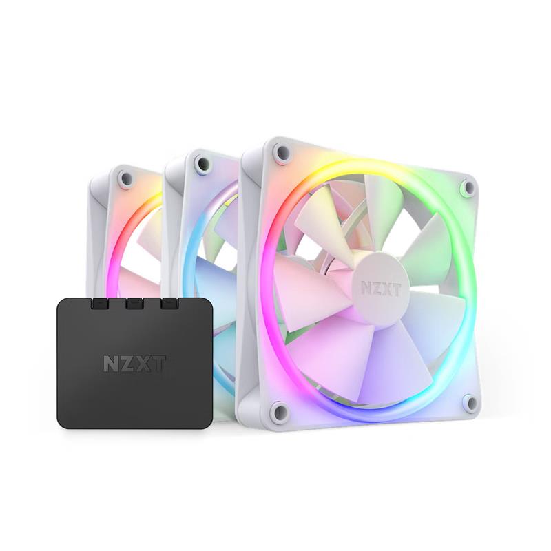 NZXT F120 RGB - 120mm RGB Fans - Triple (White) + RGB Lighting Controller