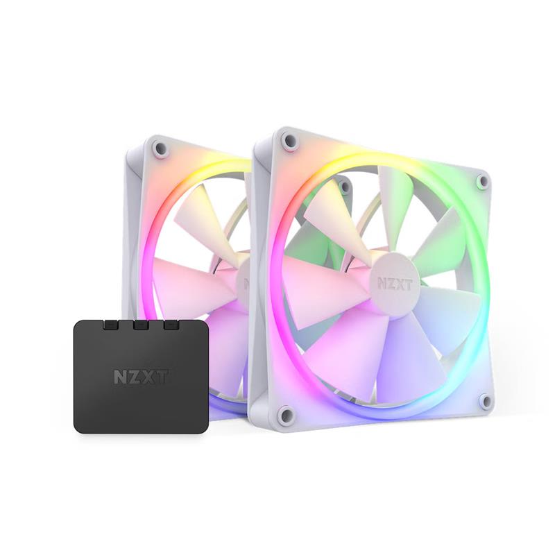 NZXT F140 RGB - 140mm RGB Fans - Twin (White) + RGB Lighting Controller