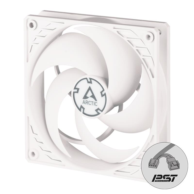 Arctic P12 PWM PST (White) – 120mm Pressure optimized case fan | PWM controlled speed with PST