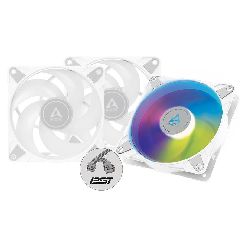 Arctic P12 PWM PST A-RGB 0dB (White) – 120mm Pressure optimized case fan | PWM controlled speed with PST | A-RGB illuminatio...