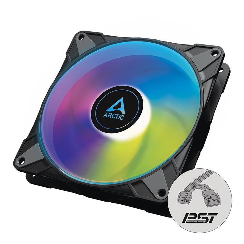 Arctic P14 PWM PST A-RGB 0dB (Black) – 140mm Pressure optimized case fan | PWM controlled speed with PST | A-RGB illumination