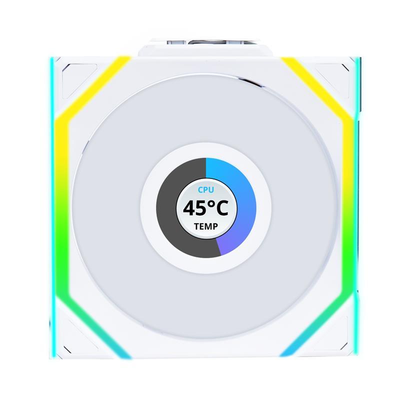 LIAN LI UNI FAN SL WIRELESS RGB LCD White Color Single Pack 12cm Fan Pack without Controller