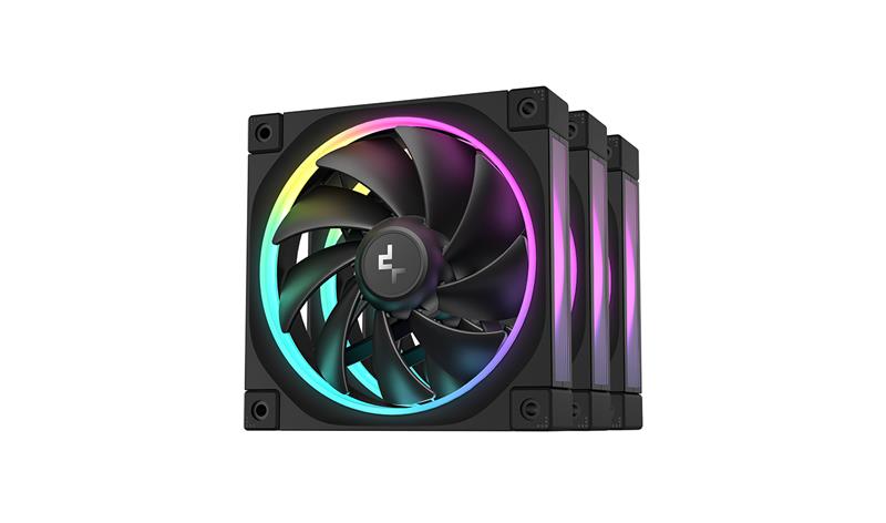 DeepCool FL12 3IN1, Ventilateurs ARGB Gen 2 hautes performances 120 mm, Noir, Chaîne en guirlande PWM, Lot de 3