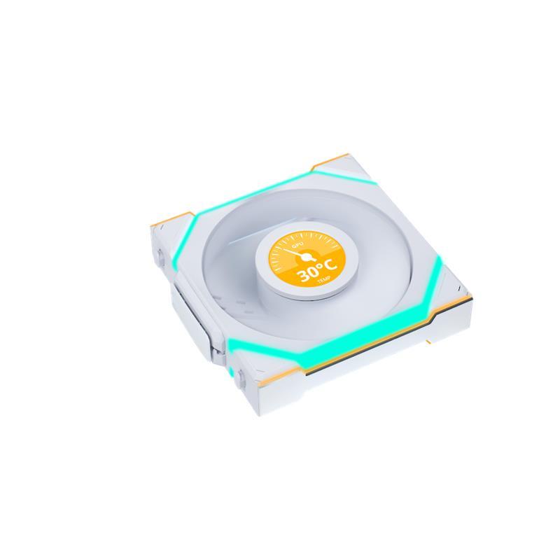 LIAN LI UNI FAN SL WIRELESS RGB LCD Reverse White Color Single Pack 12cm Fan Pack without Controller (Reverse Blade )