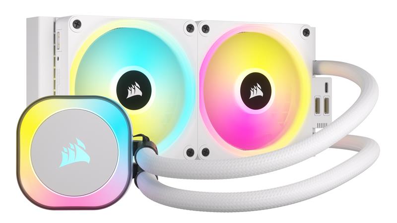 CORSAIR iCUE LINK H100i RGB Liquid CPU Cooler, White QX120 RGB Fans - 240mm Radiator - Fits Intel® LGA 1700, AMD® AM5 - iCUE LI