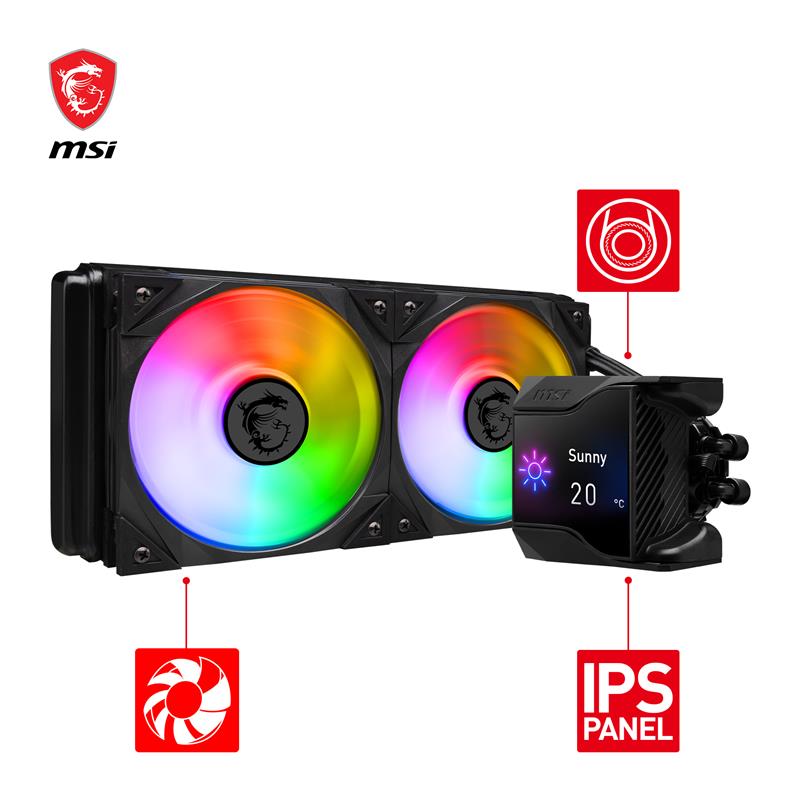 MSI MPG CORELIQUID D240 AIO Liquid CPU Cooler, 240mm Radiator, Dual 120mm PWM Fans, ARGB, Compatible with LGA 1851 Socket