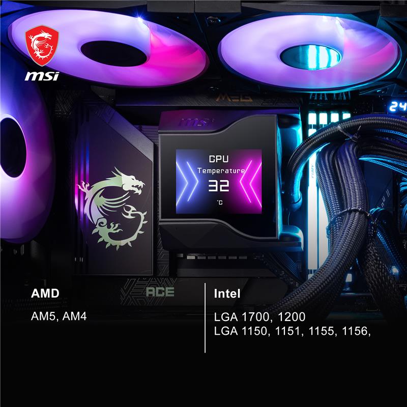 MSI MPG CORELIQUID D240 AIO Liquid CPU Cooler, 240mm