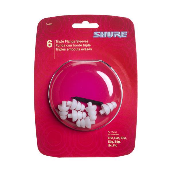 Shure EA306 - Triple Flange Sleeves (3 Pair) | For use with E3C, E4C, E5C, E500, i3c, and i4c In-Ear Headphones