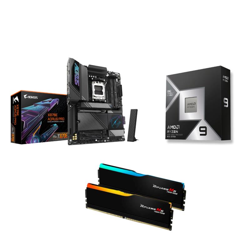 AMD Ryzen 9 9950X3D2 CPU + GIGABYTE X870E AORUS PRO Motherboard + G.SKILL Trident Z5 Neo RGB 64GB RAM
