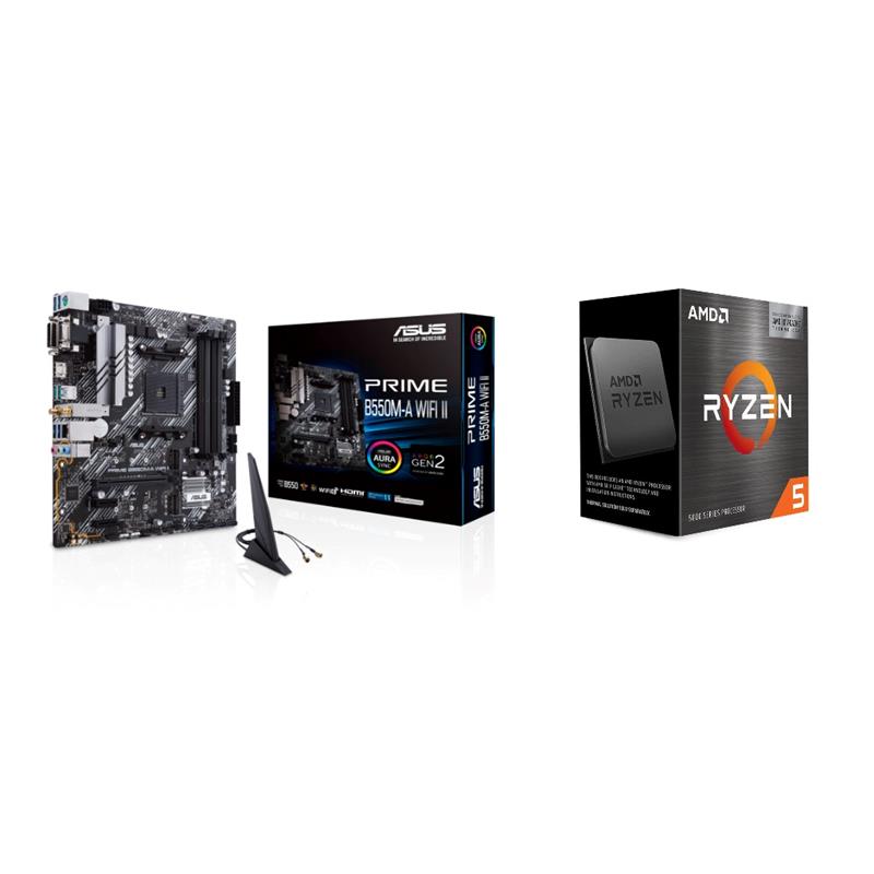AMD Ryzen 5 5600X3D CPU + ASUS Prime B550M-A WIFI II Carte mère