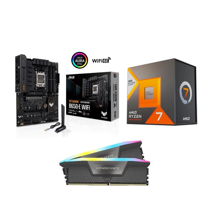 AMD R7 7800X3D + ASUS TUF GAMING B650-E WIFI + CORSAIR RGB 32GB D5 6000MHz Black RAM BundleSpecial