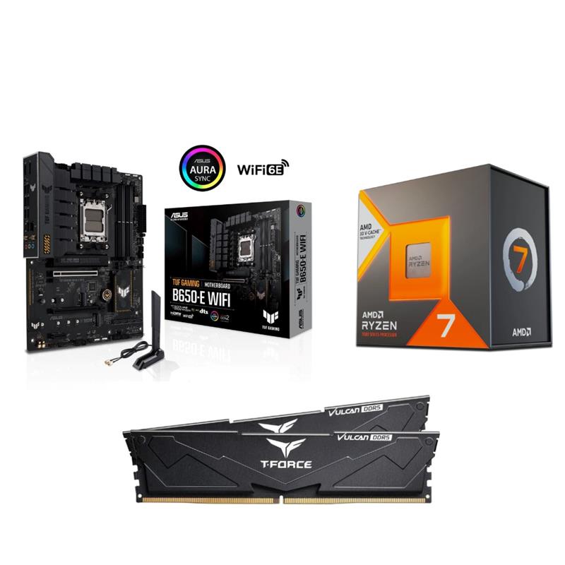 AMD R7 7800X3D CPU +  ASUS TUF GAMING B650-E WIFI Motherboard + T-Force 32GB D5 6000MHz CL30 RAM
