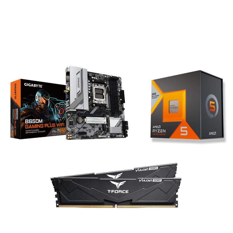 AMD R5 7600X3D CPU +  GIGABYTE B650M GAMING PLUS WIFI Carte mère + T-Force 32GB D5 6000MHz CL30 RAM