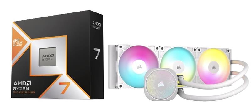 AMD Ryzen 7 9800X3D  CPU + CORSAIR NAUTILUS 360 RGB AIO, White