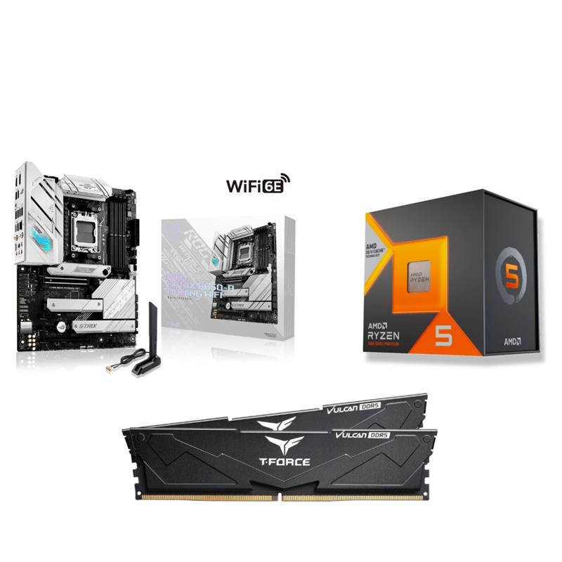 AMD R5 7600X3D CPU + ASUS ROG STRIX B650-A GAMING WIFI Motherboard + T-Force 32GB D5 6000MHz CL30 RAM