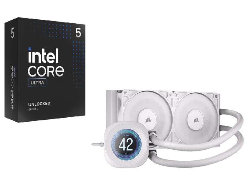 Intel Core Ultra 5 CPU + CORSAIR NAUTILUS 240 RS LCD AIO, White