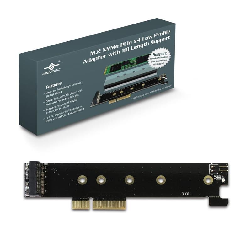 Vantec M.2 NVMe PCIe x4 Low Profile Card with 22110 Length Support(Open Box)