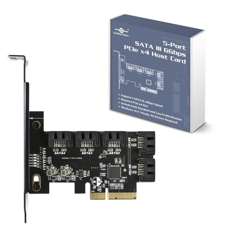 Vantec-5 Port SATA III 6Gbps PCIe x4 Host Card(UGT-ST655)