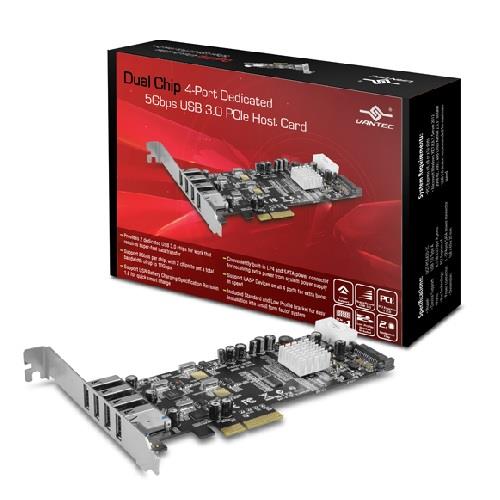 Vantec Controller card UGT-PCE430-2C Dual Chip 4Port Dedicated 5Gbps USB3.0 PCI-Express Host Card Retail