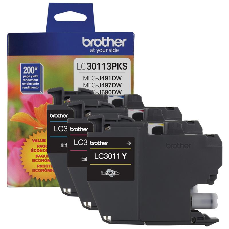 Brother Original Ink Cartridge Tri-pack - Cyan, Magenta, Yellow (LC30113PKS)