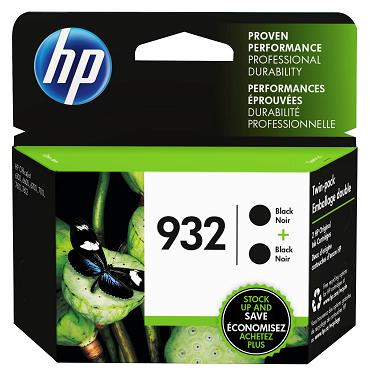 HP 932 Black Original Ink Cartridges, 2 pack (L0S27AN)