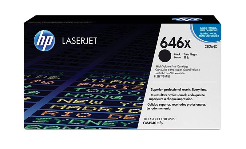 artouche de toner LaserJet noire à rendement élevé HP 646X (CE264X) d'origine