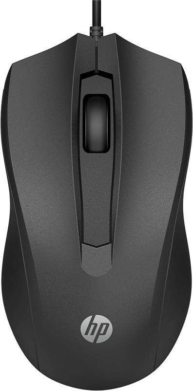 Souris filaire HP 100 - Capteur optique précis 1600 DPI - Connexion USB facile - Design ambidextre - Commande à 3 boutons et...