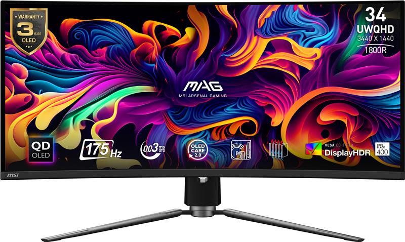 MSI QD-OLED 34" 175Hz 0.03ms, 3440 x1440 (UWQHD) Curved Gaming Monitor