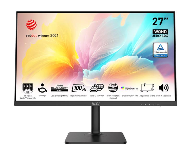 MSI Modern 27" WQHD 2560x1440 IPS 100Hz 1ms (MPRT) Office Monitor