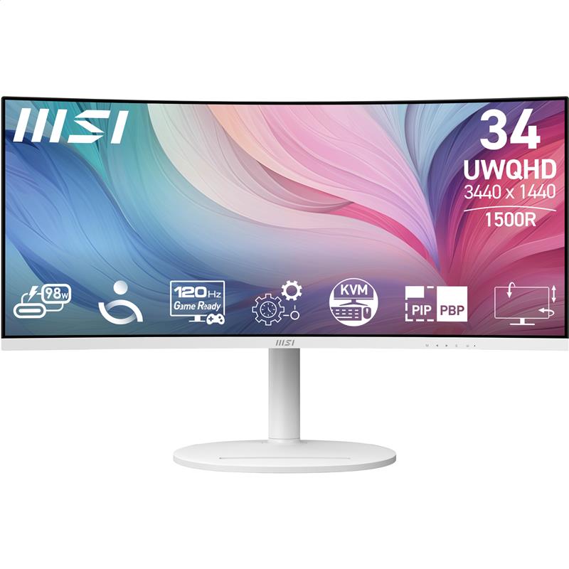MSI Modern MD342CQPW 34"  UWQHD Curved VA 120Hz 1ms White Monitor
