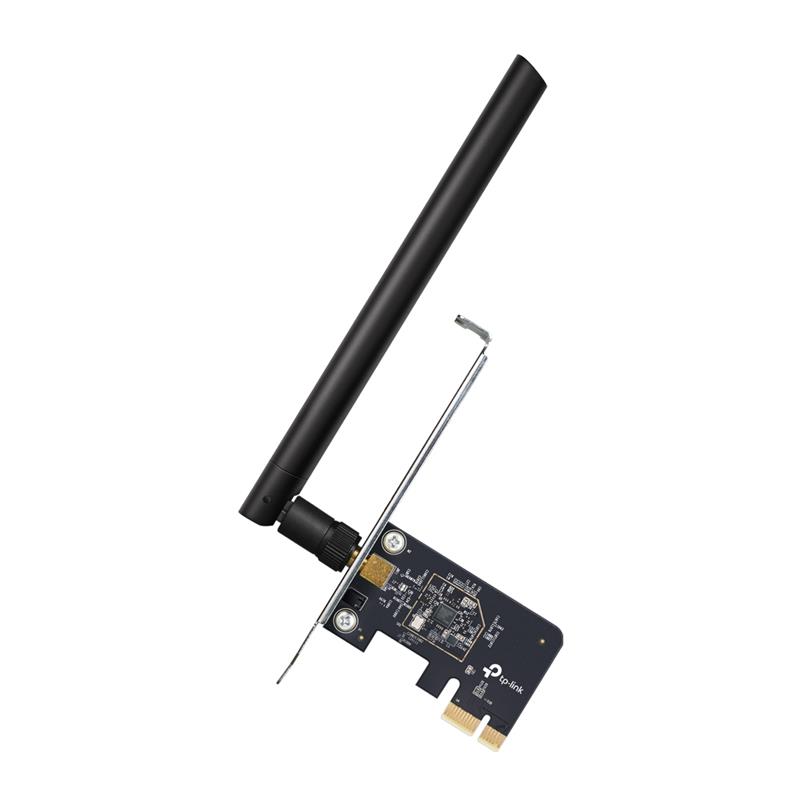 TP-LINK (Archer T2E) AC600 Wireless Dual Band PCI Express Adapter. 433 Mbps on the 5 GHz band and 200 Mbps on the 2.4 GHz band.