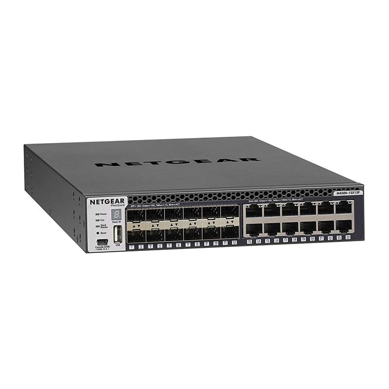 NETGEAR (XSM4324S-100NES) Stackable Managed Switch with 24x10G including 12x10GBASE-T and 12xSFP+ Layer 3