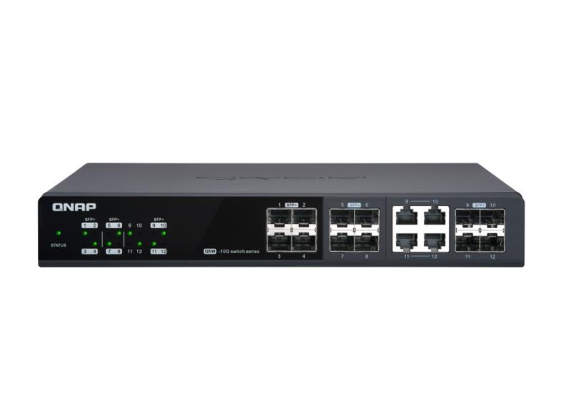 QNAP (QSW-M1204-4C) Management Switch,12 port of 10GbE port speed,8 port SFP+,4 po