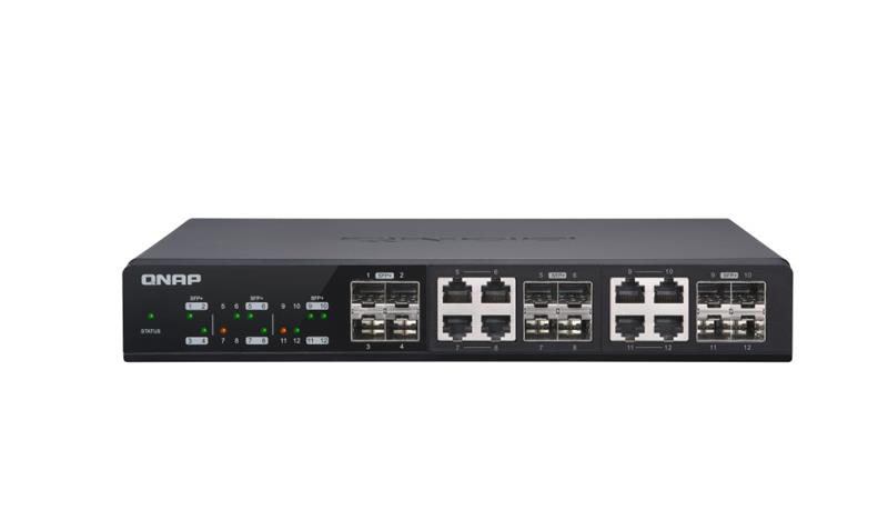 QNAP (QSW-M1208-8C) Management Switch, 12 port of 10GbE port speed, 4 port SFP+, 8 port  SFP+/ NBASE-T Combo, support for 5-spe